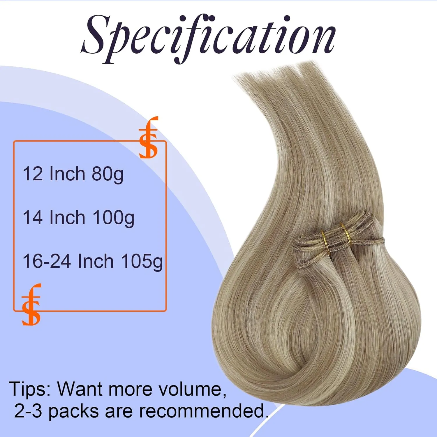Full Shine Weft Hair Extensions Human Hair Blonde Hair Extensions Color #18/613 Ash Blonde Highlight Bleach Blonde Sew In Bundles Human Hair 12 Inch Extensions for Women Real Hair 80 Grams