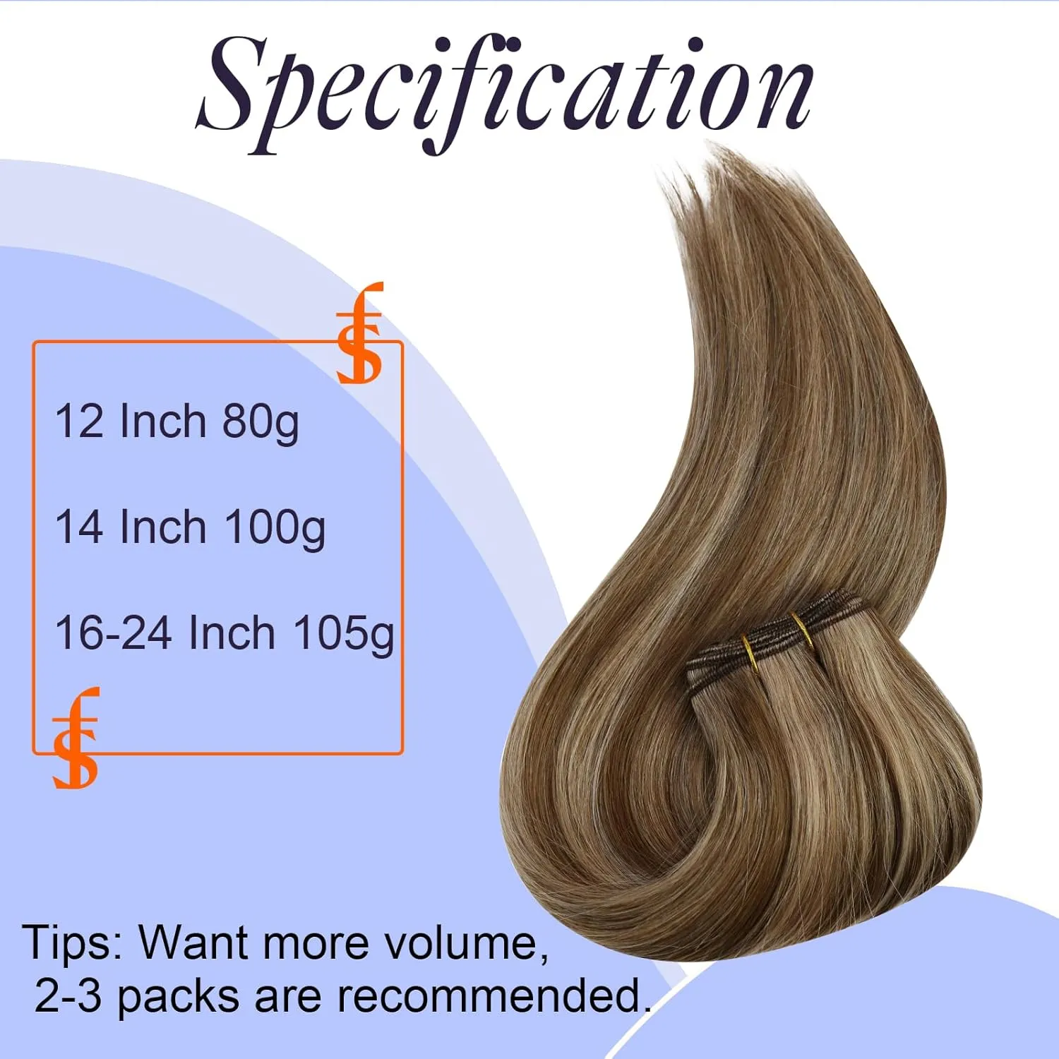 Full Shine Weft Hair Extensions Sew In Hair Extensions Real Human Hair Color #P4/27 Medium Brown Highlight Honey Blonde Bundles Human Hair 12 Inch for Women Real Hair 80 Grams