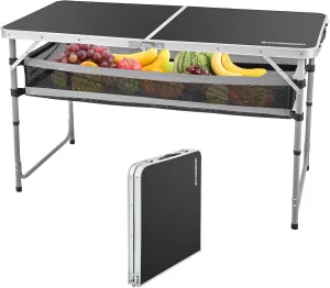 FUNDANGO Small Folding Table, Portable Lightweight Picnic Foldable Card Tables with Carry Handle for Outdoor Hiking BBQ Beach Backyard
