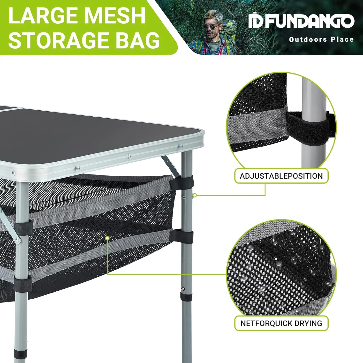 FUNDANGO Small Folding Table, Portable Lightweight Picnic Foldable Card Tables with Carry Handle for Outdoor Hiking BBQ Beach Backyard