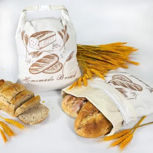 F.Y.Dreams Reusable Linen Beeswax Bread Bags (2-Pack,12"x17") for Homemade Bread, Sourdough, and Loaf