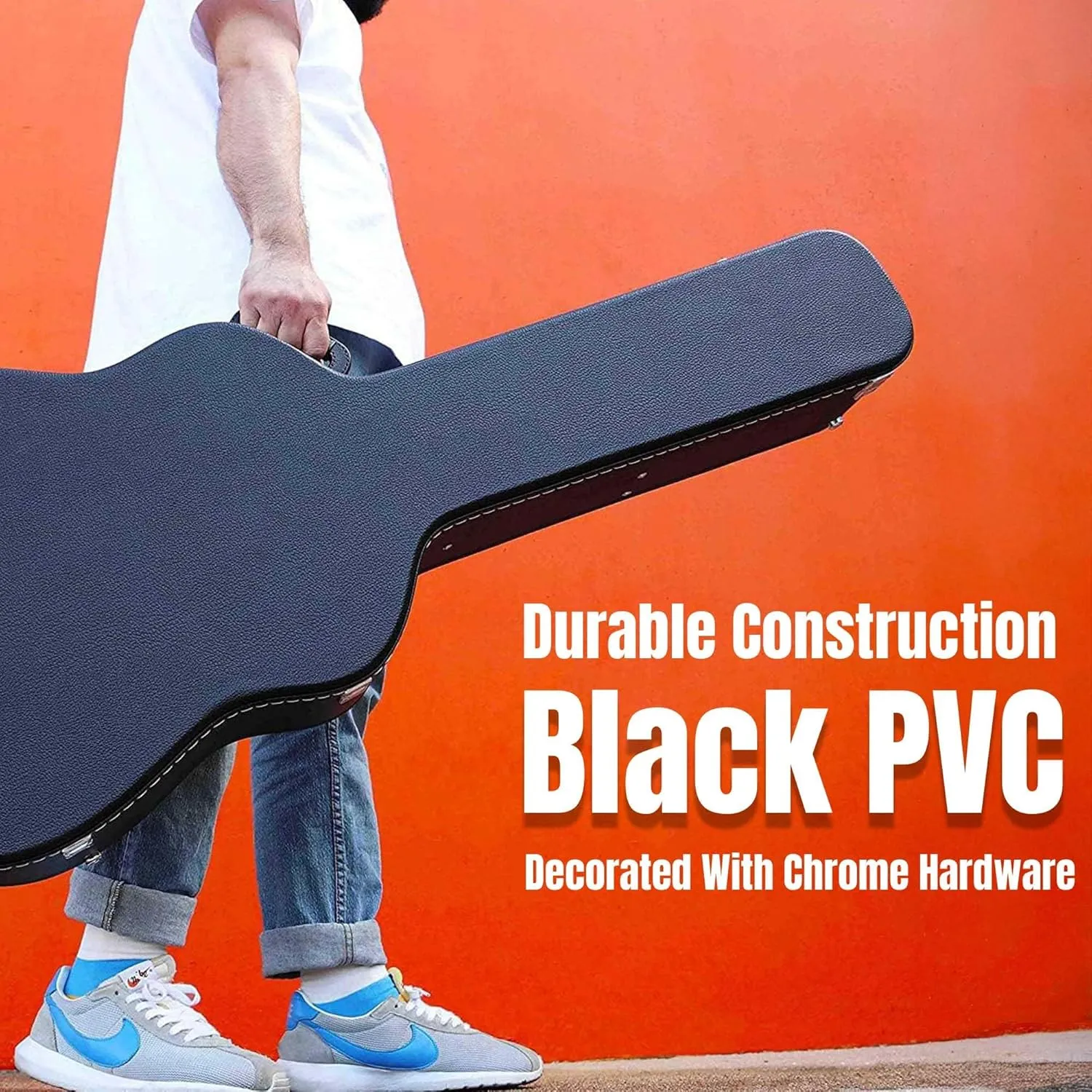 Gearlux Dreadnought Acoustic Guitar Hardshell Case with Accessory Compartment - Black