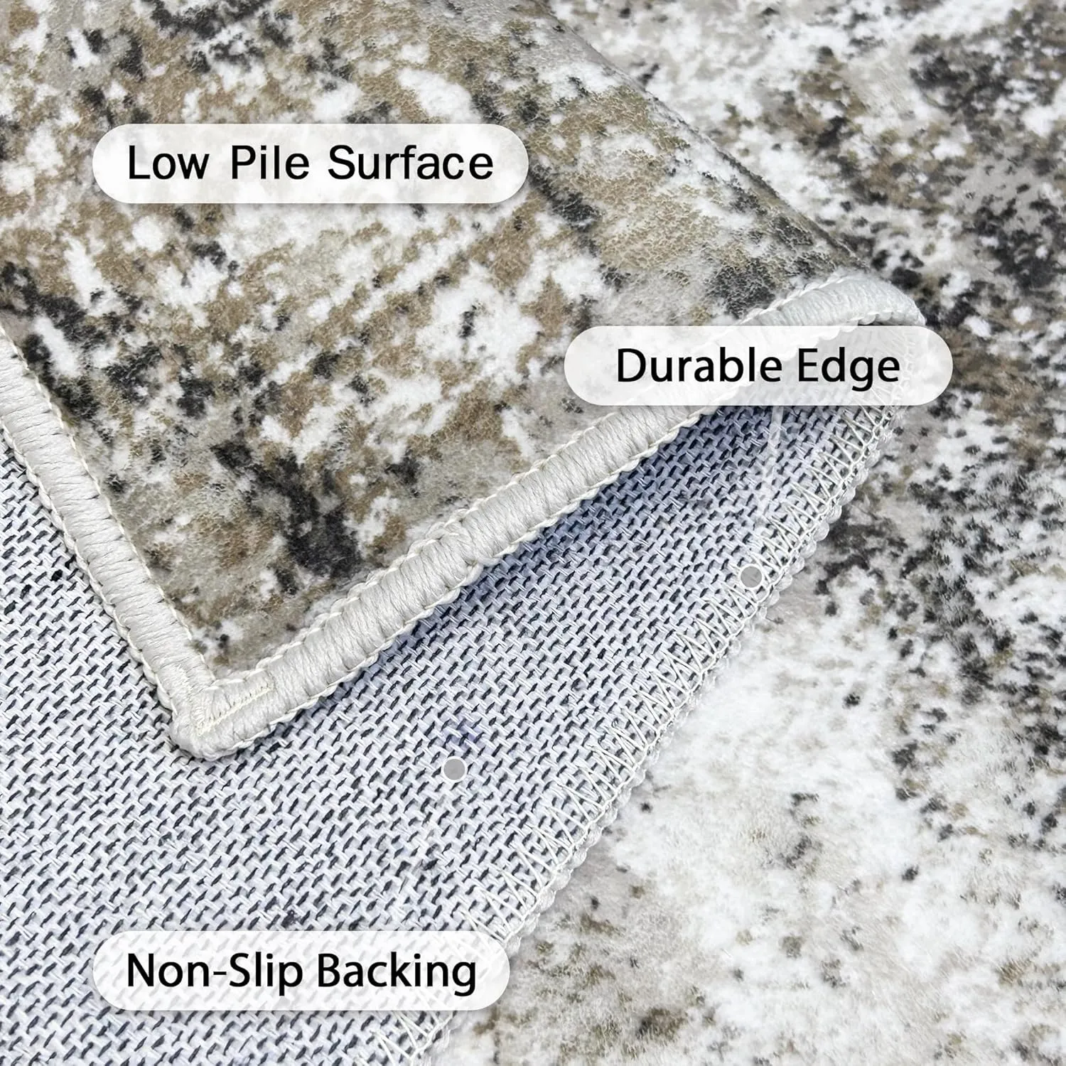 GENIMO Washable Area Rugs for Living Room Bedroom, 6x9 Modern Abstract Non Slip Rug, Low Pile Soft Contemporary Indoor Floor Carpet Cover for Dining Room Kitchen, Slate