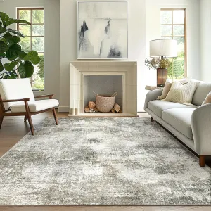 GENIMO Washable Area Rugs for Living Room Bedroom, 6x9 Modern Abstract Non Slip Rug, Low Pile Soft Contemporary Indoor Floor Carpet Cover for Dining Room Kitchen, Slate