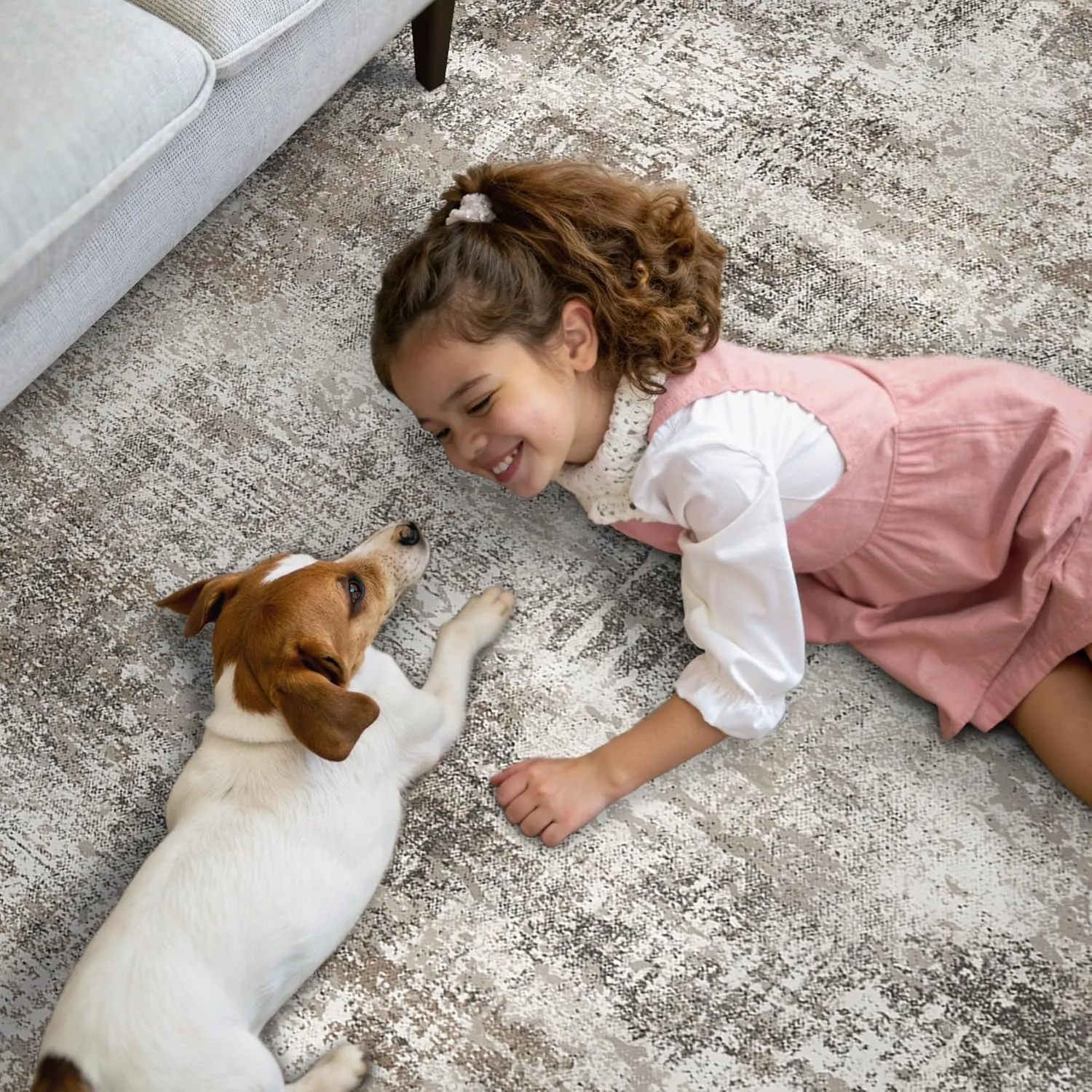 GENIMO Washable Area Rugs for Living Room Bedroom, 6x9 Modern Abstract Non Slip Rug, Low Pile Soft Contemporary Indoor Floor Carpet Cover for Dining Room Kitchen, Slate