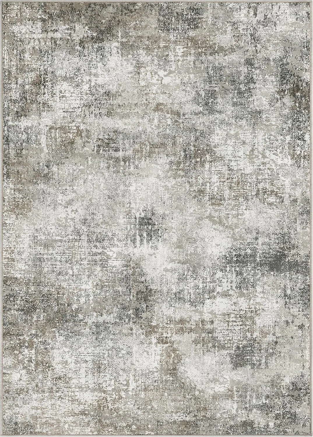 GENIMO Washable Area Rugs for Living Room Bedroom, 6x9 Modern Abstract Non Slip Rug, Low Pile Soft Contemporary Indoor Floor Carpet Cover for Dining Room Kitchen, Slate
