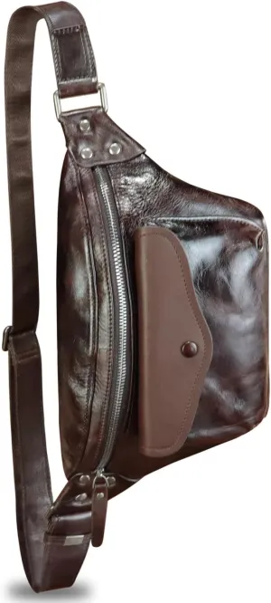 Genuine Leather Fanny Pack for Women and Men Vintage Handmade Leather Waist Bag Sling Bag Crossbody Bag Hip Bag Chest Purse (Coffee)