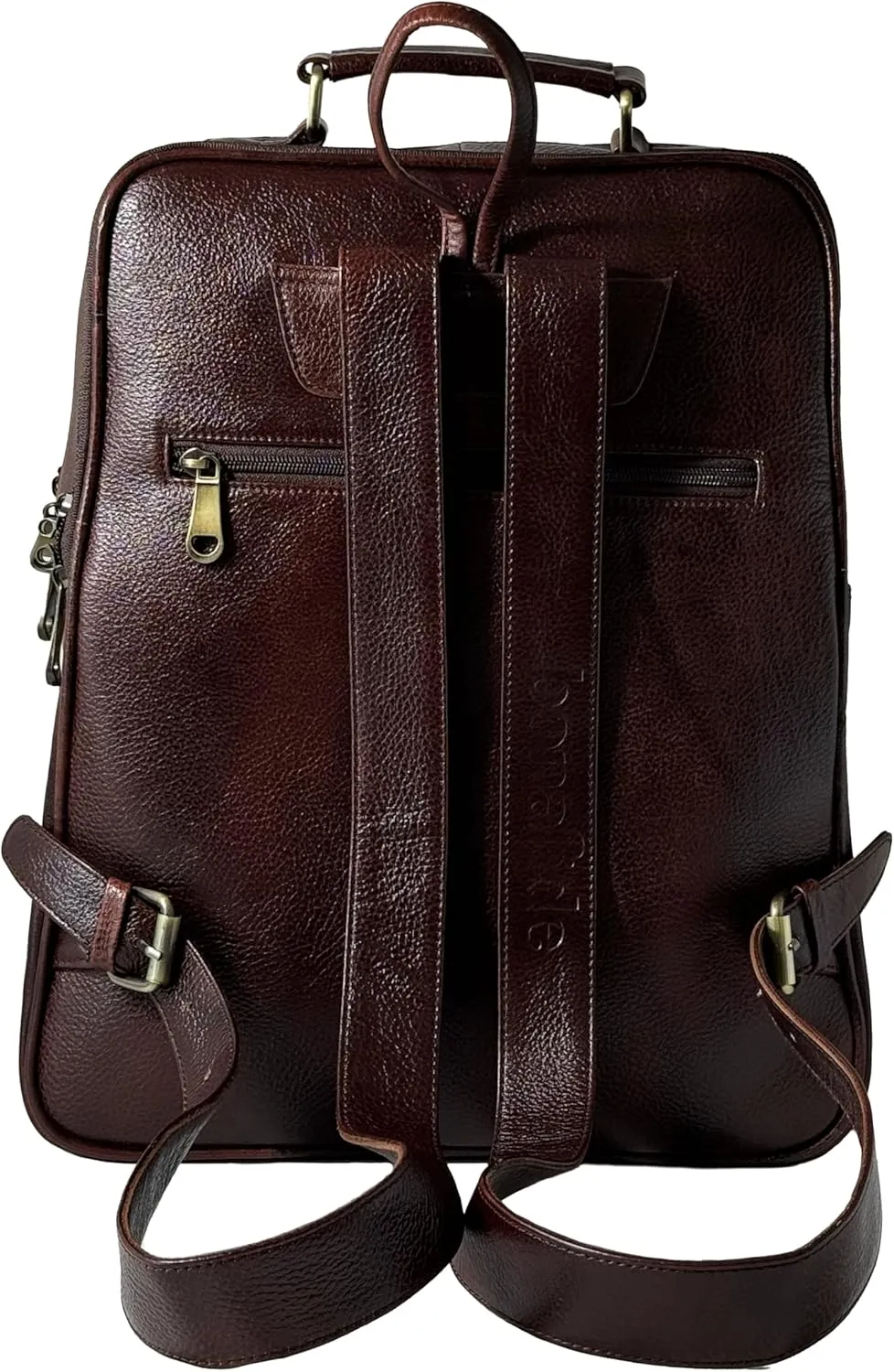 Genuine Leather Luxury Backpack Multi-functional Elegant Daypack Office Travel Leisure 15.6" Laptop Bag (Burgundy)