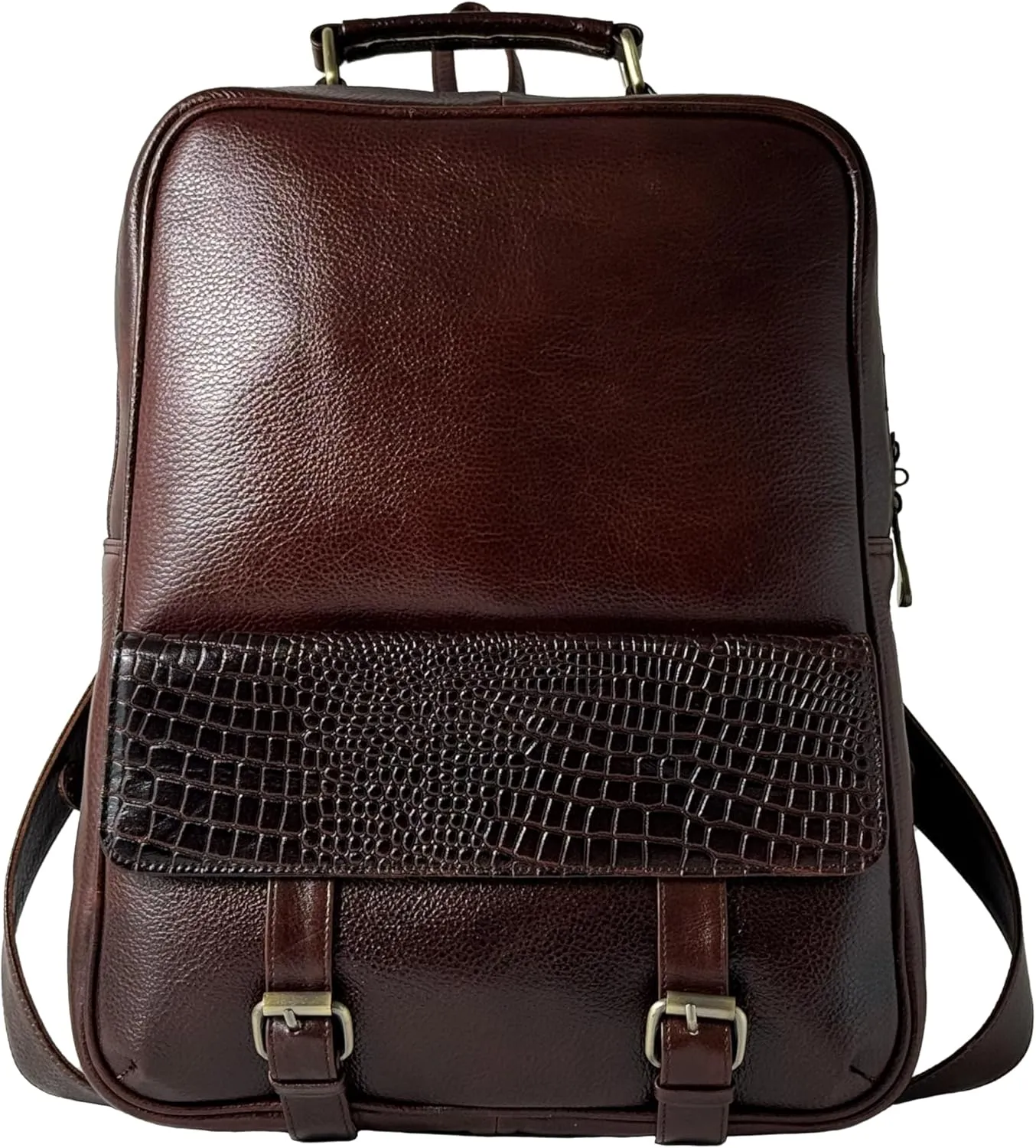 Genuine Leather Luxury Backpack Multi-functional Elegant Daypack Office Travel Leisure 15.6" Laptop Bag (Burgundy)