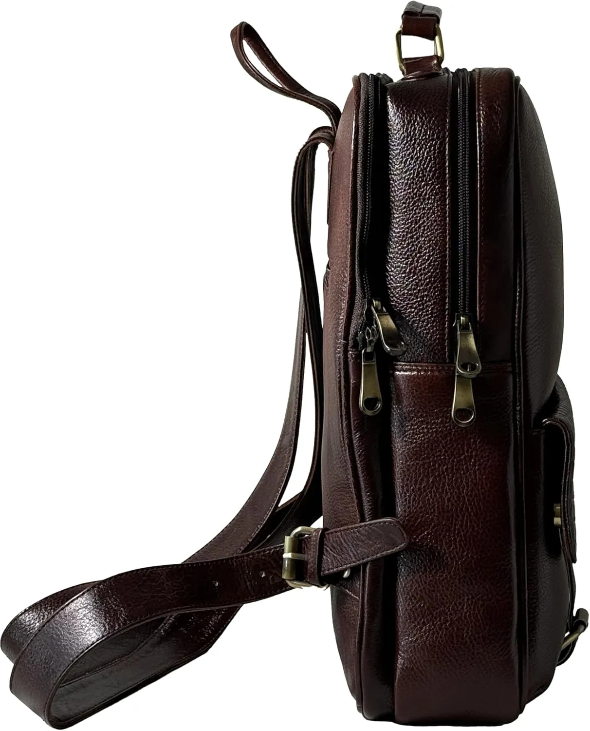 Genuine Leather Luxury Backpack Multi-functional Elegant Daypack Office Travel Leisure 15.6" Laptop Bag (Burgundy)