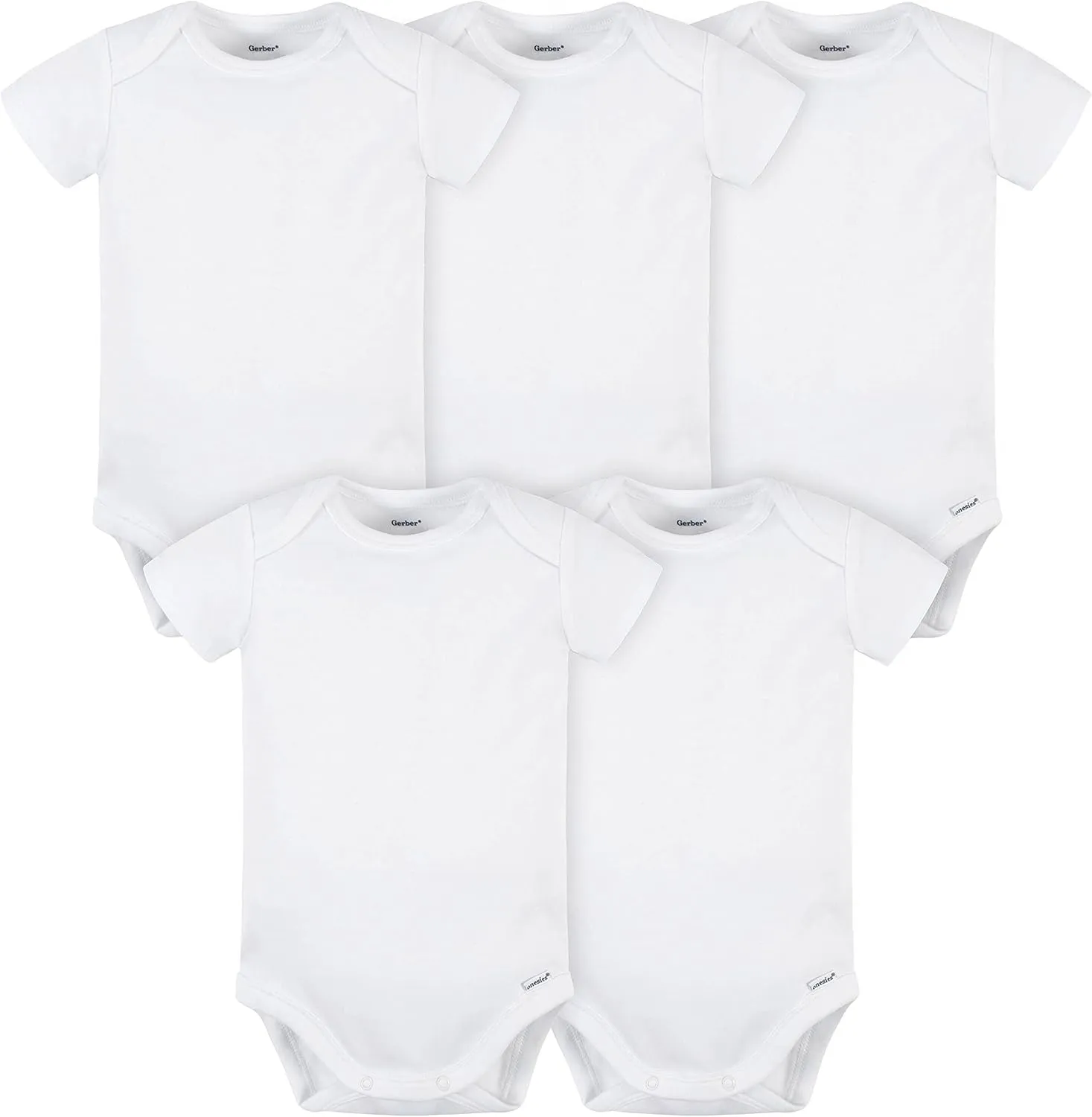 Gerber baby-boys 5 Pack Onesies Multi-packs Bundle Interlock 180 Gsm