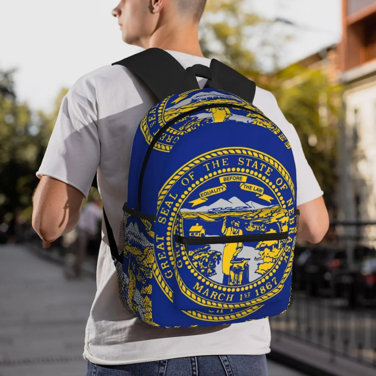 GeRRiT Nebraska Flag Print Casual Backpack For Women, Travel Daypack,Waterproof Gym Backpack For Men Book Bags