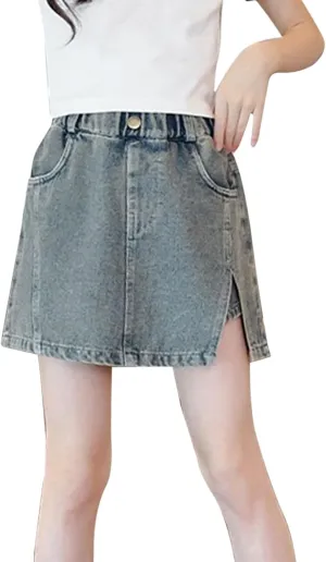 Girls Vintage Washed Denim Skirt Shorts Summer Fashion Y2k Ruffle Denim Shorts Basic Baggy Wide Leg Short Jeans