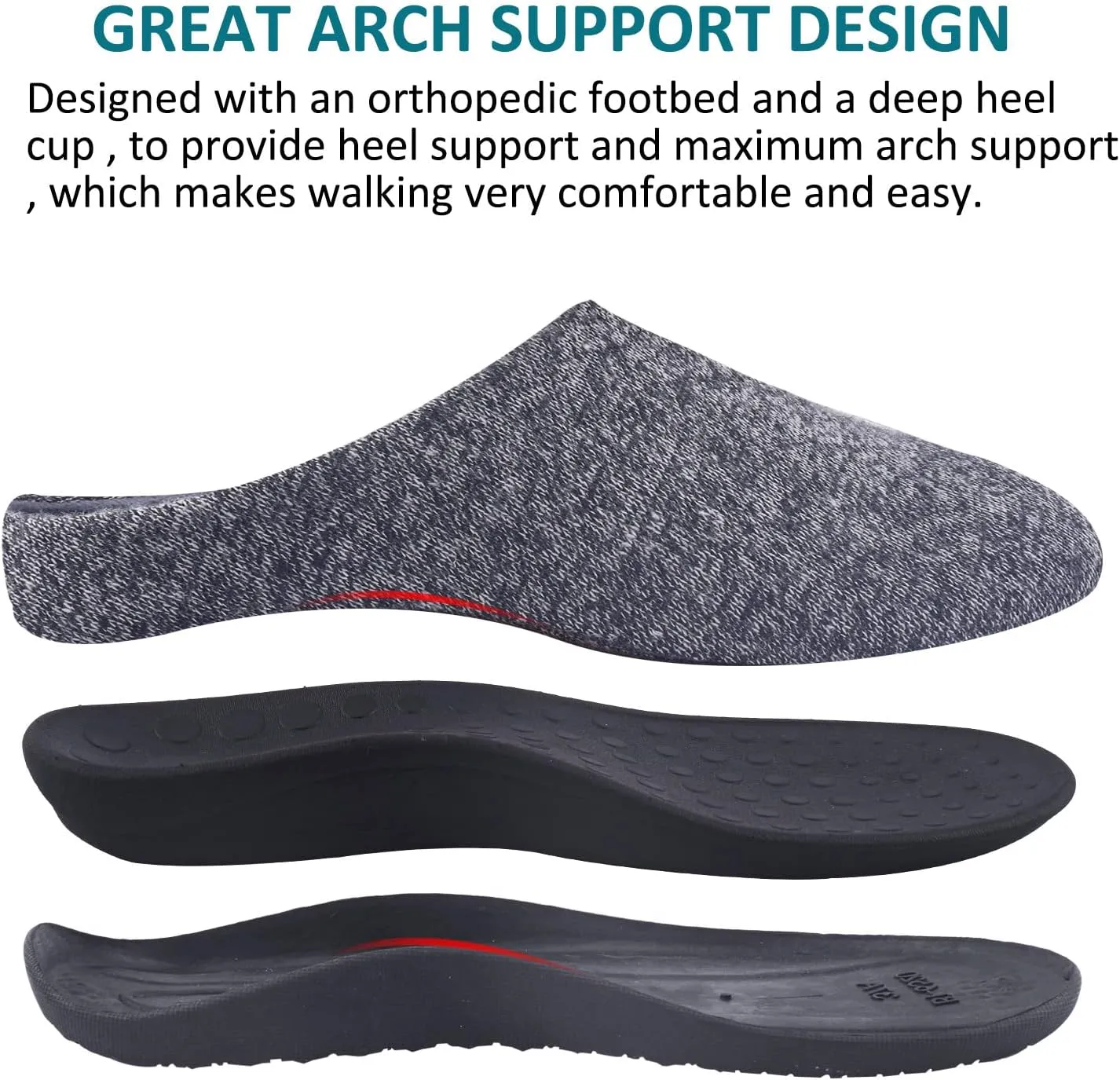 Git-up Orthotic Slippers with Arch Support for Plantar Fasciitis Pain Relief,Comfortable Slip On Clog,Indoor Outdoor Orthopedic House Shoes with Anti-Skid Rubber Sole