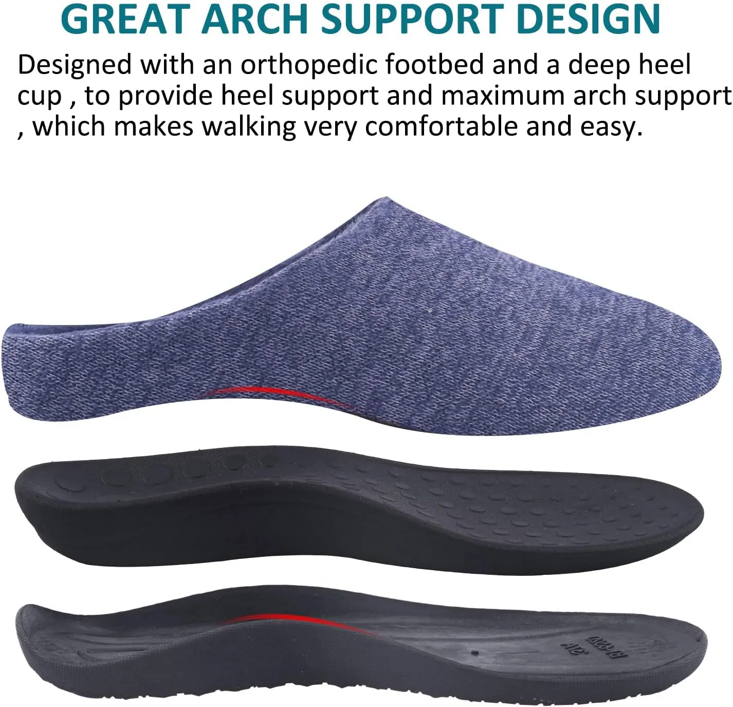 Git-up Orthotic Slippers with Arch Support for Plantar Fasciitis Pain Relief,Comfortable Slip On Clog,Indoor Outdoor Orthopedic House Shoes with Anti-Skid Rubber Sole