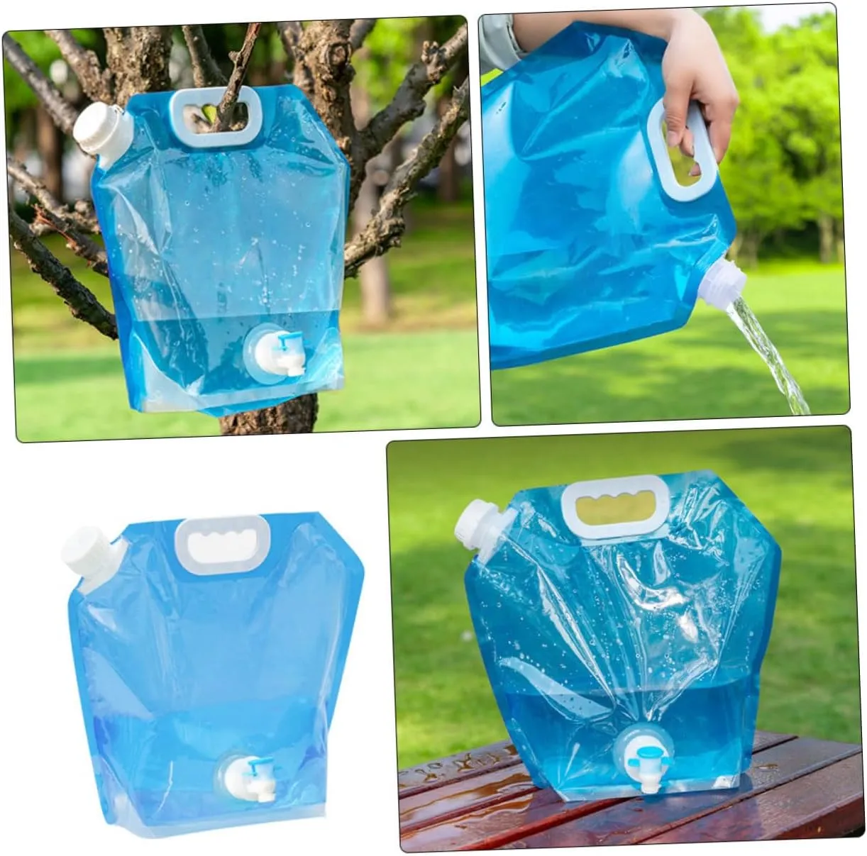 GLEAVI 3pcs 5l Collapsible Water Storage Bag Camping Water Container Spigot for Outdoor Activities