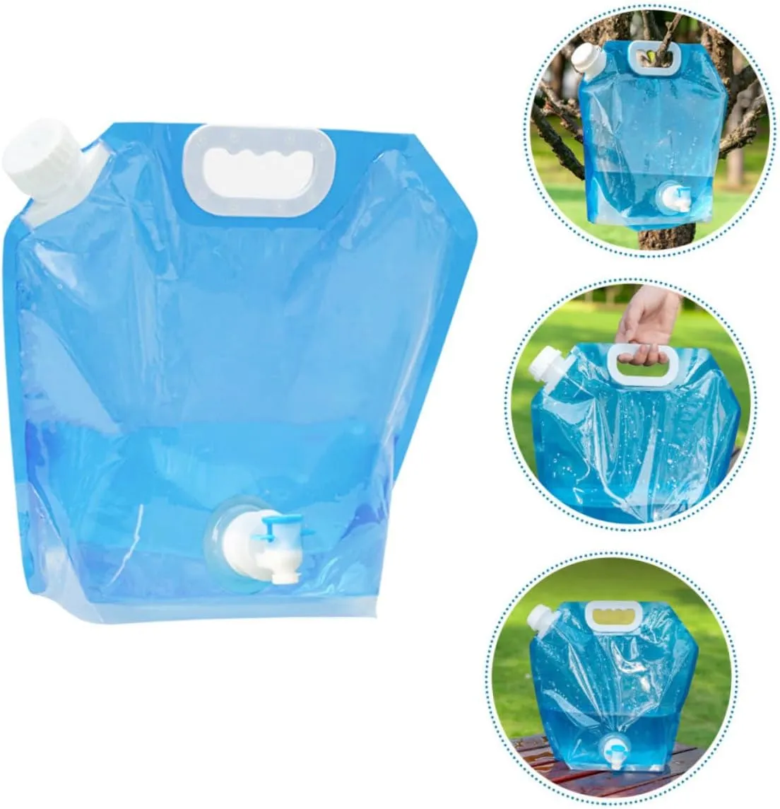 GLEAVI 3pcs 5l Collapsible Water Storage Bag Camping Water Container Spigot for Outdoor Activities