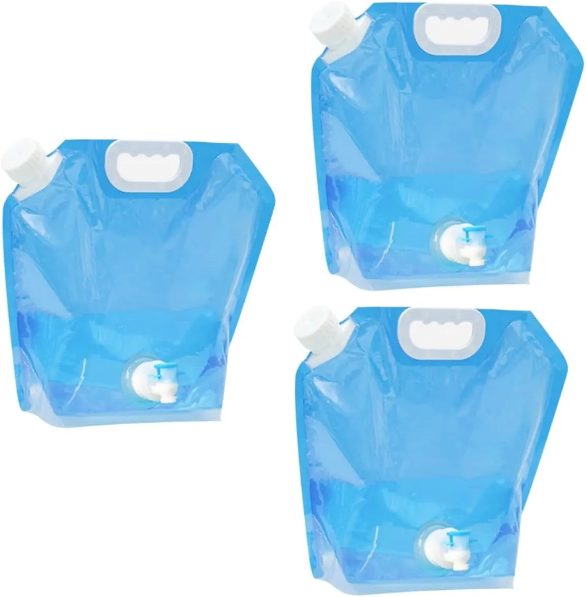 GLEAVI 3pcs 5l Collapsible Water Storage Bag Camping Water Container Spigot for Outdoor Activities