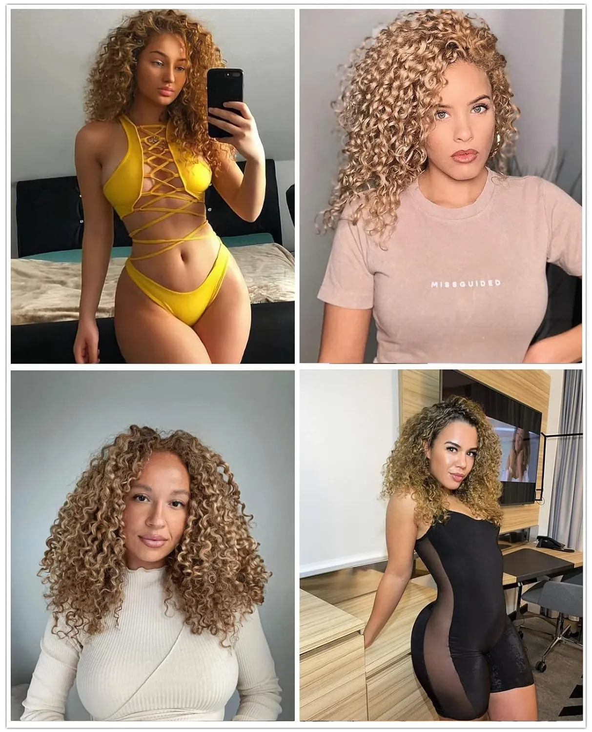 Gogo Curl 14 Inch 8 Packs Curly Crochet Hair for Black Women Light Brown Blonde Color 27 Wavy Beach Curls Water Wave Go Go Crotchet Hair Synthetic Curly Braiding Hair Extensions(14inch 8pack, #27)