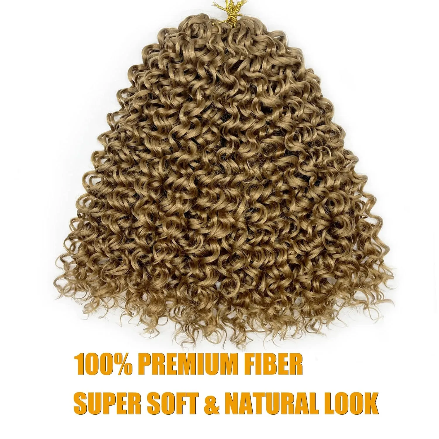 Gogo Curl 14 Inch 8 Packs Curly Crochet Hair for Black Women Light Brown Blonde Color 27 Wavy Beach Curls Water Wave Go Go Crotchet Hair Synthetic Curly Braiding Hair Extensions(14inch 8pack, #27)