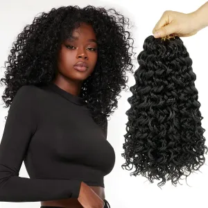 Gogo Curl 14 Inch 8 Packs Curly Crochet Hair for Black Women Wavy Beach Curls Crochet Hair Water Wave Go Go Crotchet Hair Synthetic Curly Braiding Hair Extensions(14inch 8pack, 1b)