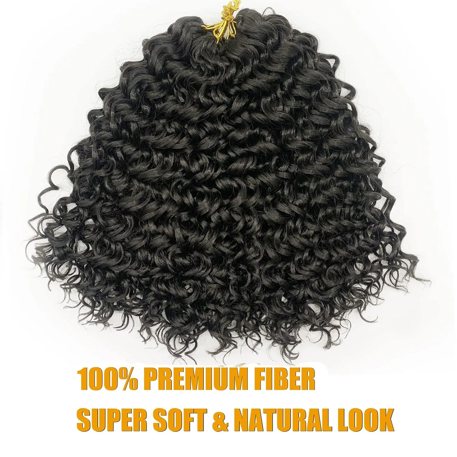 Gogo Curl 14 Inch 8 Packs Curly Crochet Hair for Black Women Wavy Beach Curls Crochet Hair Water Wave Go Go Crotchet Hair Synthetic Curly Braiding Hair Extensions(14inch 8pack, 1b)