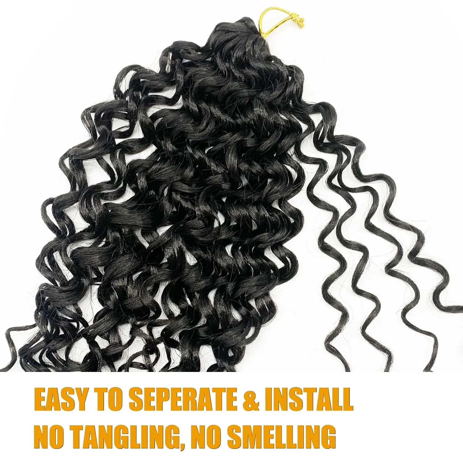 Gogo Curl 14 Inch 8 Packs Curly Crochet Hair for Black Women Wavy Beach Curls Crochet Hair Water Wave Go Go Crotchet Hair Synthetic Curly Braiding Hair Extensions(14inch 8pack, 1b)