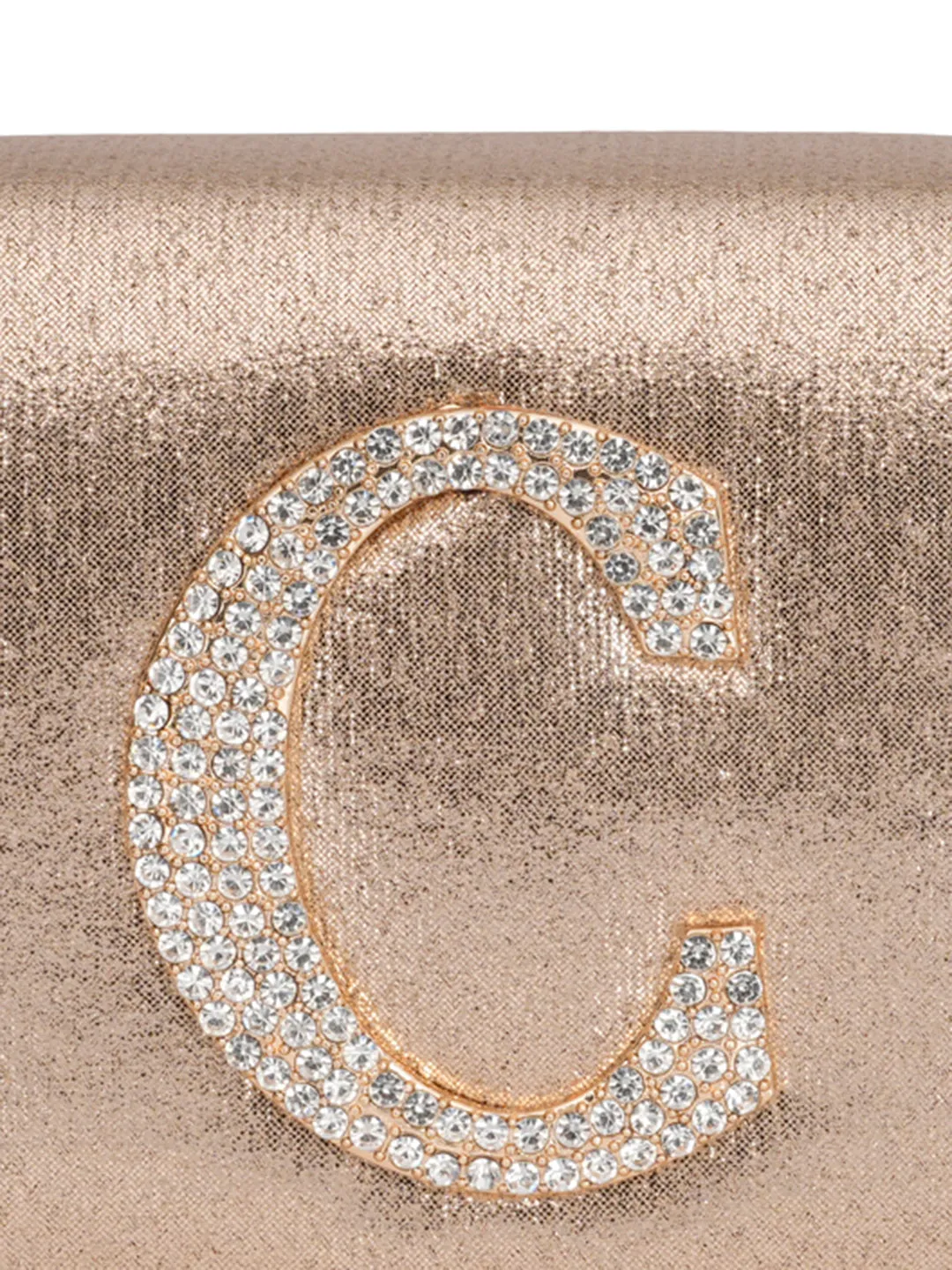 Golden C Alphabhet Intial Embellised Flap Bag