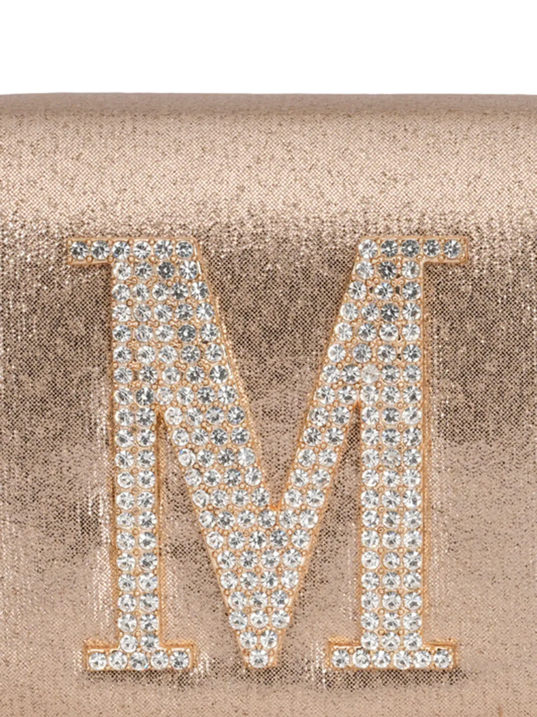Golden M Alphabhet Intial Embellised Flap Bag