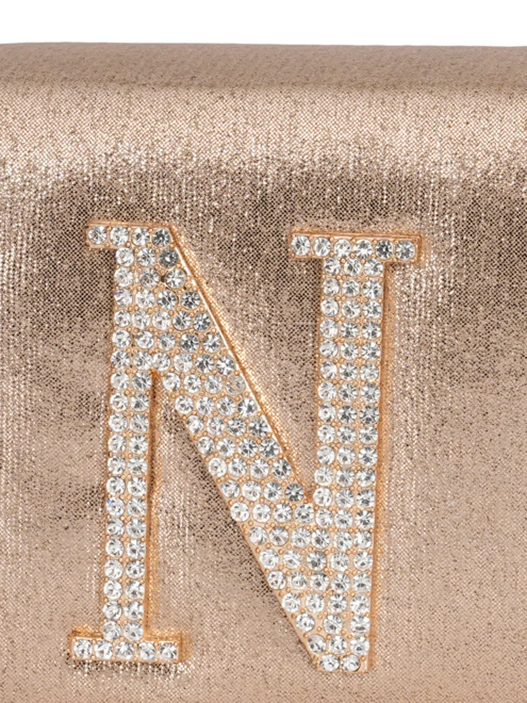 Golden N Alphabhet Intial Embellised Flap Bag