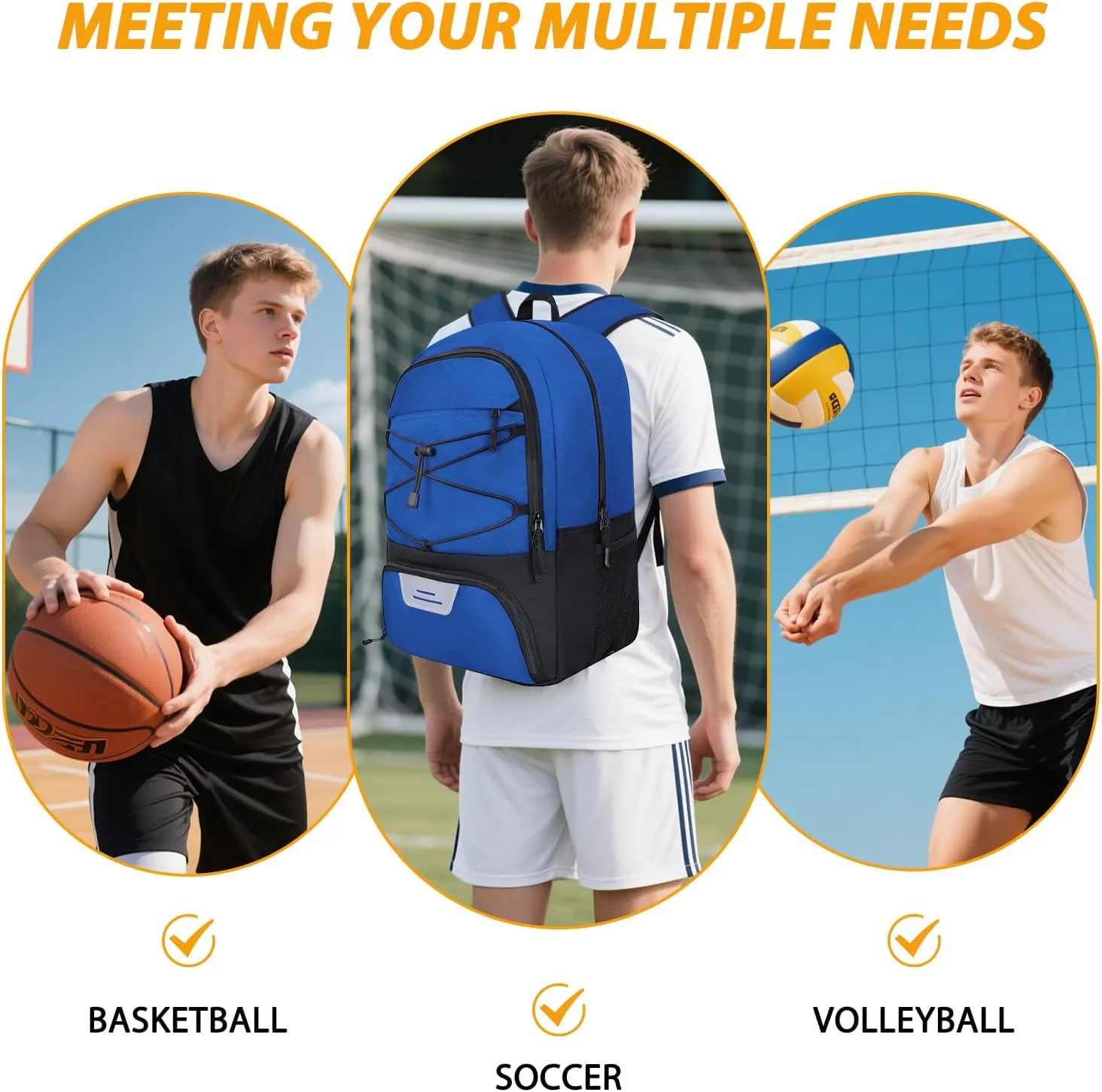 Goloni Soccer Backpack,Soccer Bag with Ball Holder & Shoe Compartment,Large Sports Bag for Basketball, Volleyball,Football