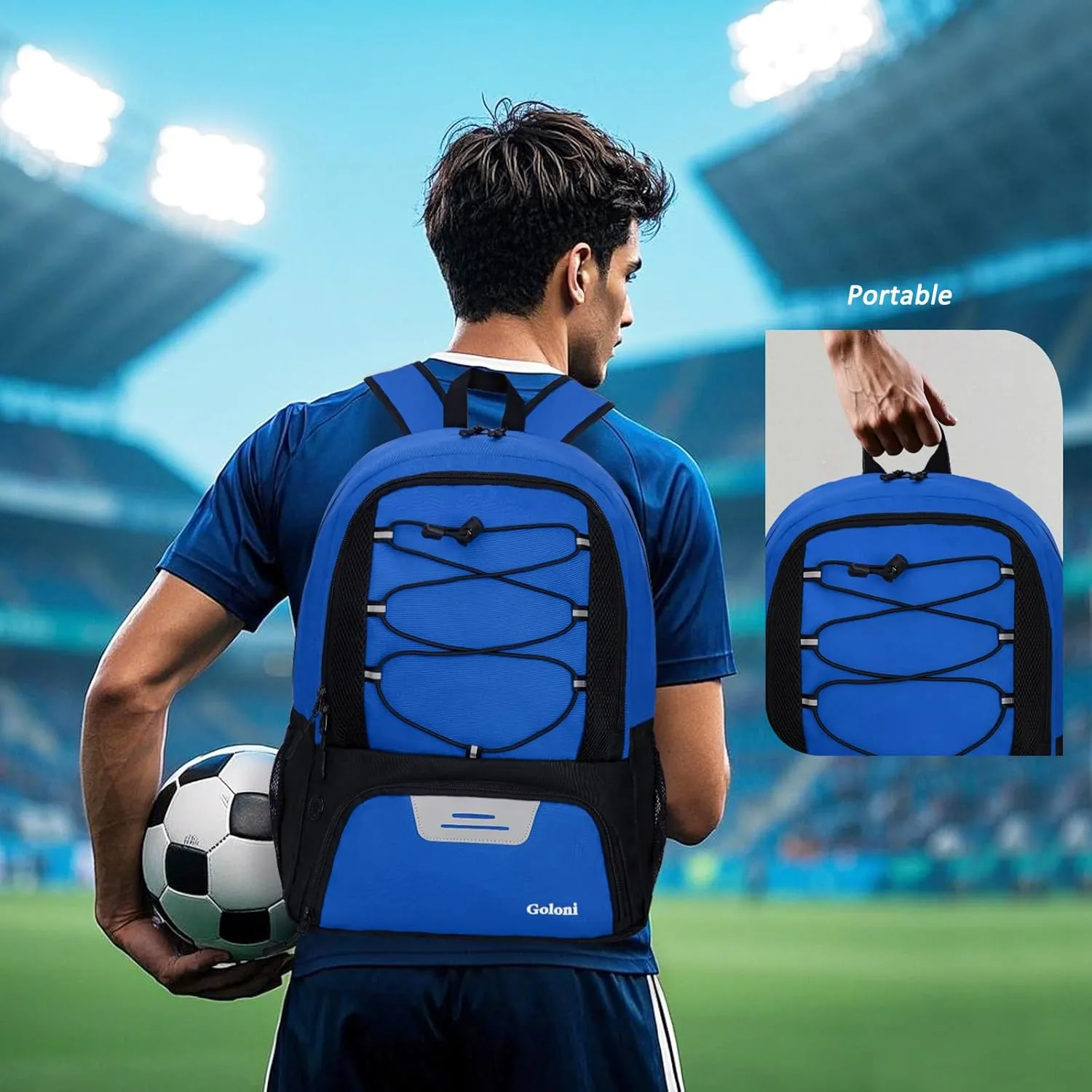 Goloni Soccer Bag, Basketball Bag with Ball Compartment & Shoe Compartment,Large Soccer Backpack for Basketball,Gym，Football
