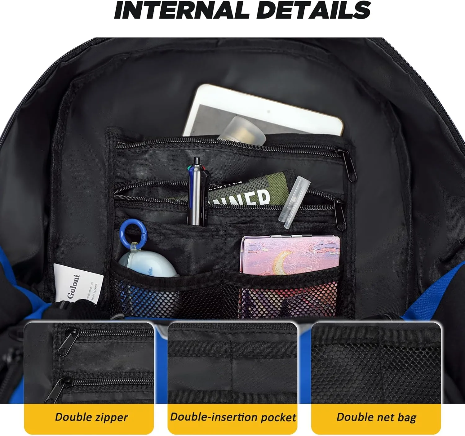 Goloni Soccer Bag, Basketball Bag with Ball Compartment & Shoe Compartment,Large Soccer Backpack for Basketball,Gym，Football