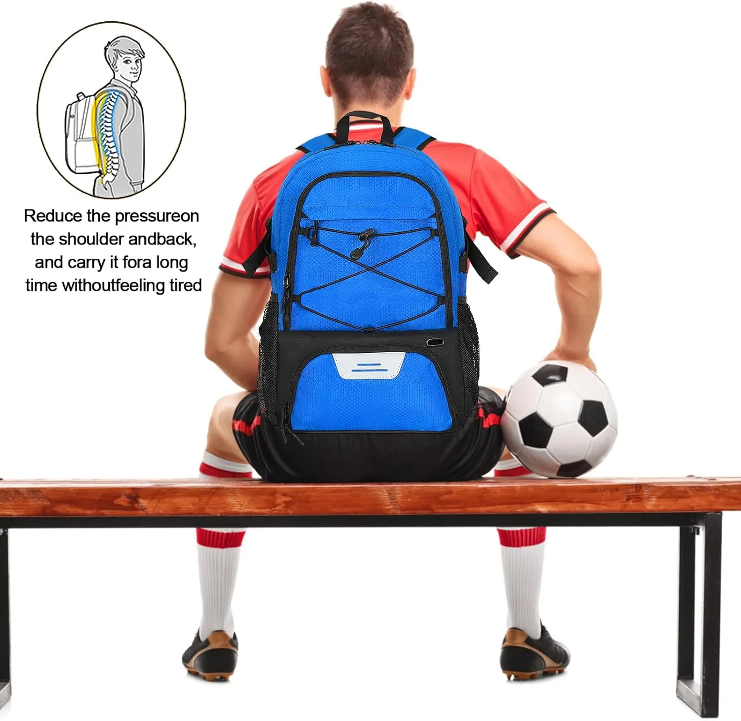 Goloni Soccer Bag,Large Sports Bag with with Separate Ball & Shoe Compartments,Youth Soccer Backpack for Basketball