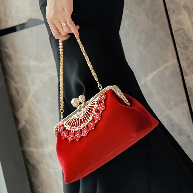 Gorgeous Diamond Flower Evening Clutch Bag