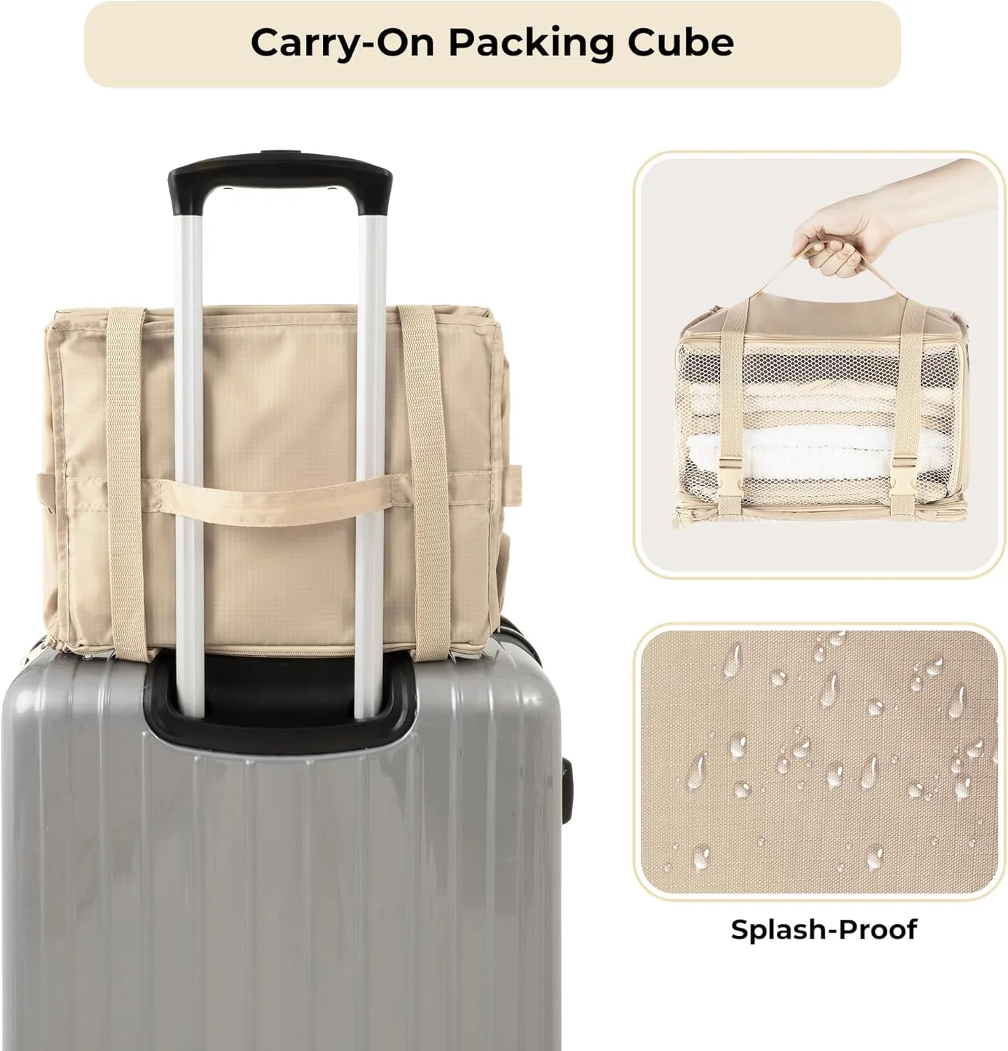GRANNY SAYS Compression Packing Cubes for Travel, Extra Large Hanging Luggage Organizer, 3-Shelf Foldable Hanging Travel Shelves with 2 Hooks and Window, Packing Cubes for Carry on Suitcase Organizer