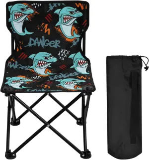 Gredecor Camping Chairs, Cool Shark on Dark Portable Camping Chair with Storage Bag, Lightweight Foldable Chair for Outside Camping, Hiking, Travel, Beach and Sports
