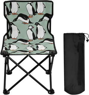 Gredecor Camping Chairs, Cute Penguins and Atlantic Puffins Portable Camping Chair with Storage Bag, Lightweight Foldable Chair for Outside Camping, Hiking, Travel, Beach and Sports