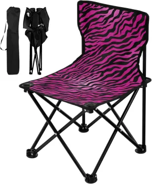 Gredecor Ultralight Camping Chair, Portable Durable Folding Chair with Carry Bag and for Outdoor Camp, Travel, Beach, Picnic, Hiking, Backpacking, Pink Animal Zebra Skin