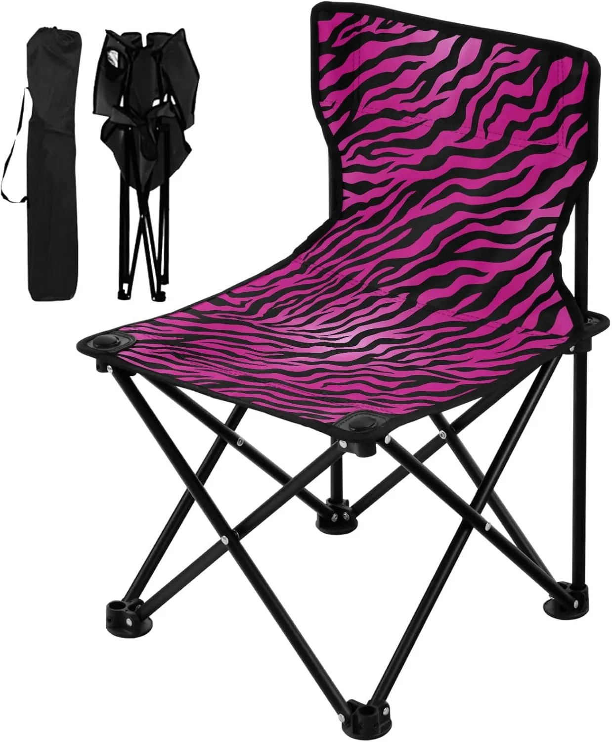 Gredecor Ultralight Camping Chair, Portable Durable Folding Chair with Carry Bag and for Outdoor Camp, Travel, Beach, Picnic, Hiking, Backpacking, Pink Animal Zebra Skin