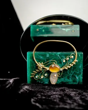 Green Solid Party Box Clutches With Attractive Brass Handle
