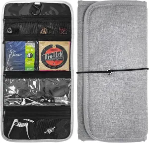 Guitar Accessory Organizer Bag, Foldable Easy Access Pockets Case, Picks, Strap, Capo, Strings Holder Storage (Gainsboro)