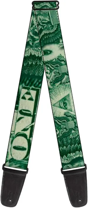 Guitar Strap One Dollar Bill Eye of Providence Bald Eagle Close Up 2 Inches Wide