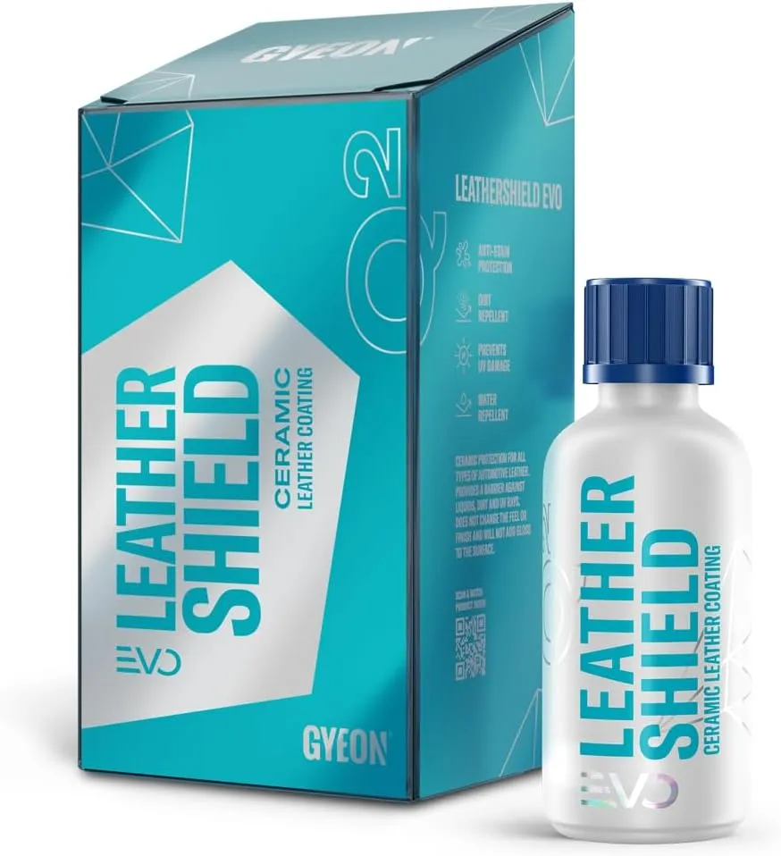 GYEON Leather Shield EVO 50 ml - Ceramic Coating for Leather | All Types of Natural Leather, Tesla Vegan Leather | No Change in Finish of Upholstery |Repels Dirt and Liquid | Car Interior UV Protecto