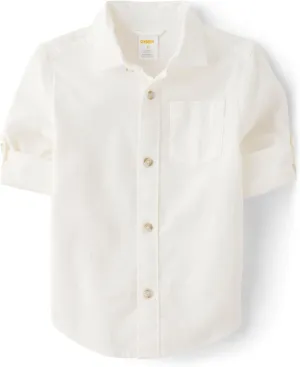 Gymboree Baby Boys' and Toddler Long Sleeve Linen Button Up Shirt