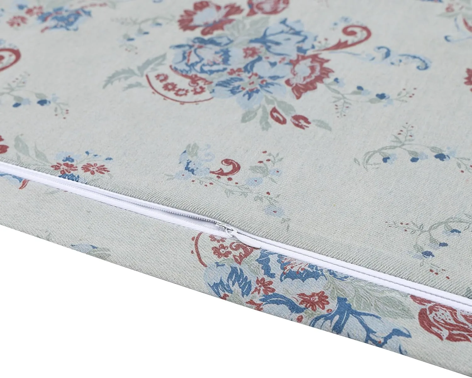 H HIEND ACCENTS Tasha Polizzi for Paseo Road Rosabel Western Bedding, 3 Piece Duvet Cover Set, King Size, Washed Denim Blue Red Sage Floral Bedding, Southwestern Rustic Bed Set with Pillow Shams