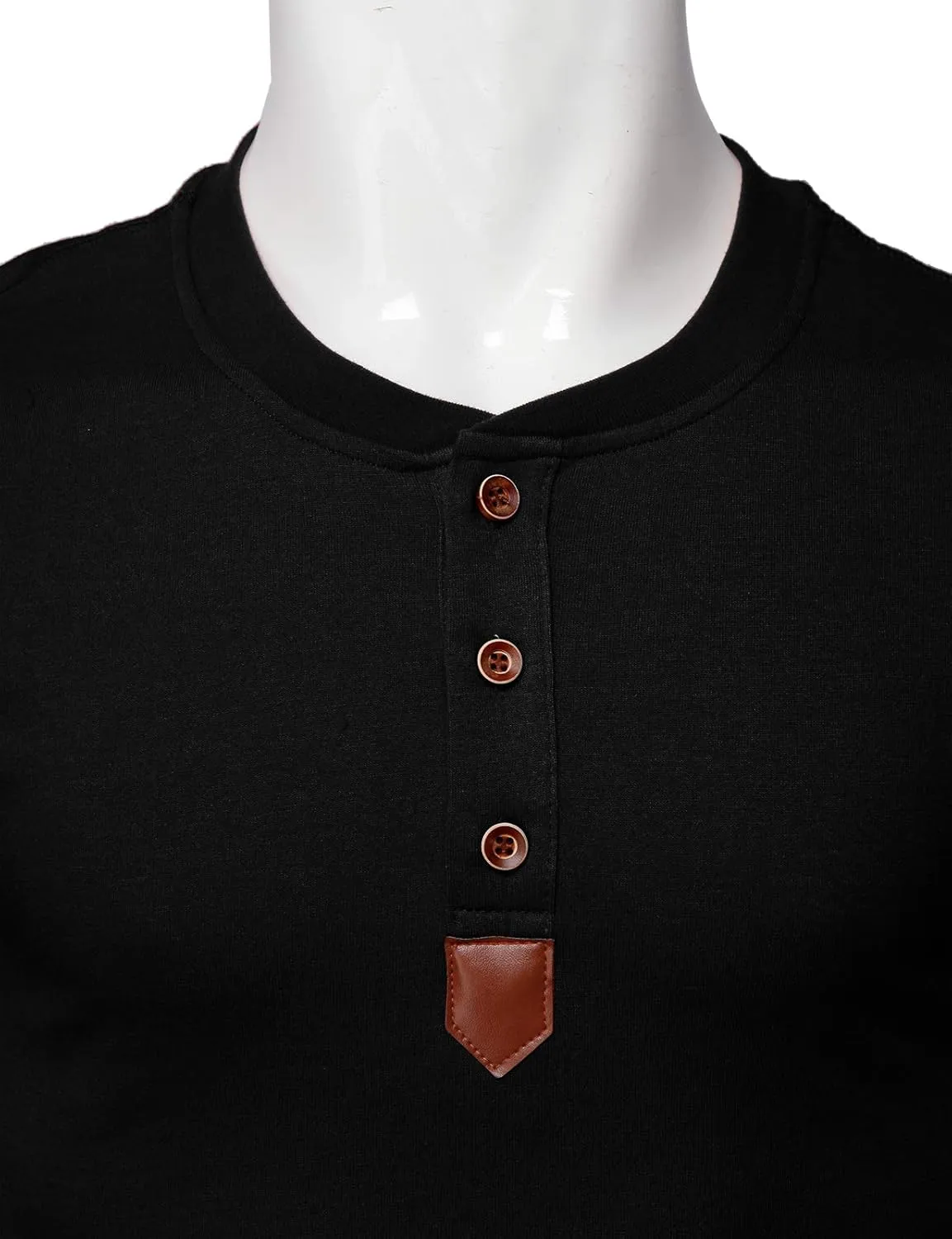 H2H Men Casual Slim Fit Spandex Blended Henley T-Shirt Long Sleeve