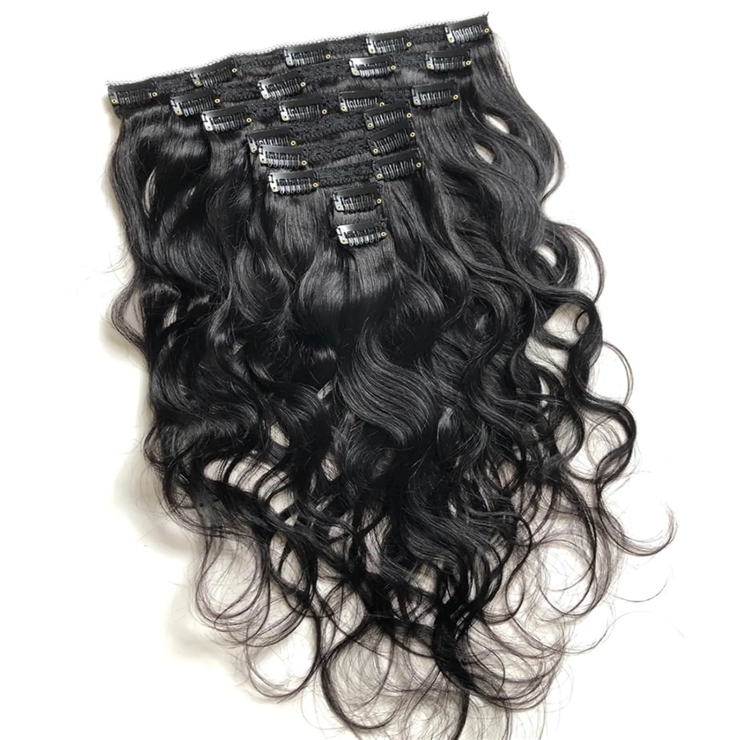 Hair Extensions 120G Body Wave Clip in Hair Extensions for Black Women Human Hair Double Weft Clip ins Hair Extensions Brazilian Virgin Hair Full Head 8 Pcs Per Set Hair Pieces(8 Inch)