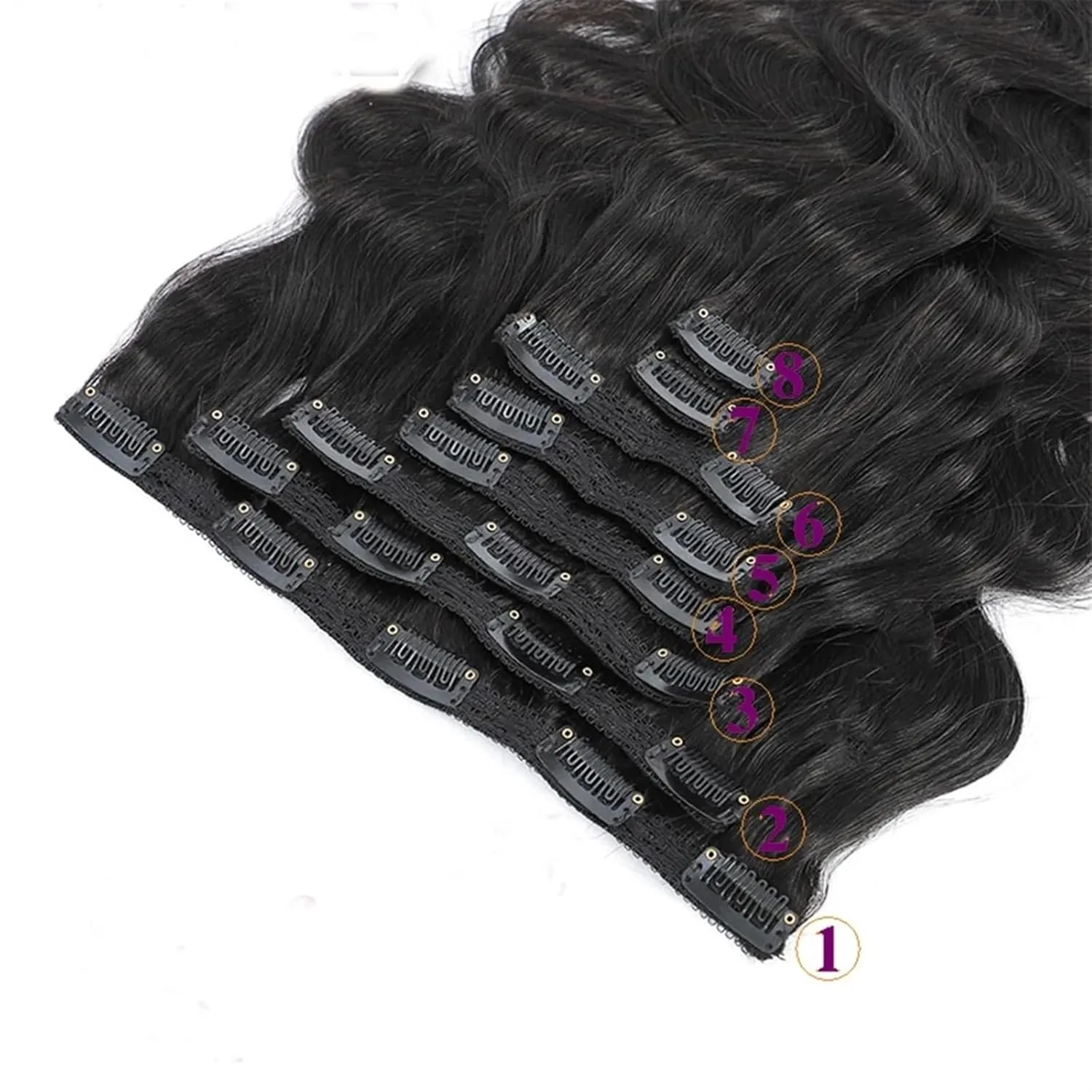 Hair Extensions 120G Body Wave Clip in Hair Extensions for Black Women Human Hair Double Weft Clip ins Hair Extensions Brazilian Virgin Hair Full Head 8 Pcs Per Set Hair Pieces(8 Inch)