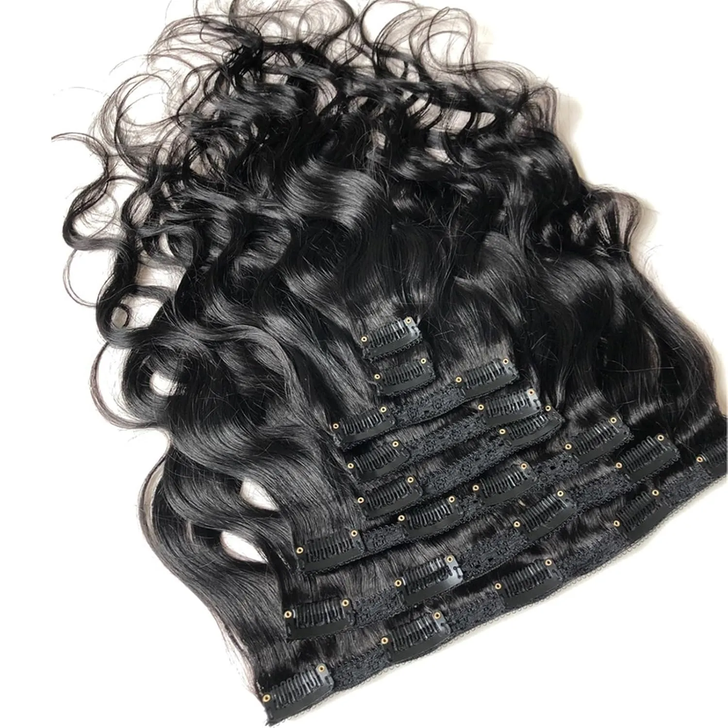 Hair Extensions 120G Body Wave Clip in Hair Extensions for Black Women Human Hair Double Weft Clip ins Hair Extensions Brazilian Virgin Hair Full Head 8 Pcs Per Set Hair Pieces(8 Inch)